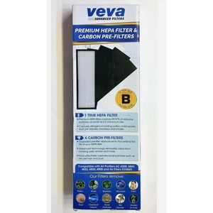 VEVA Advanced Filters Premium Hepa Filter 4 Activated Carbon Pre Filters Size B